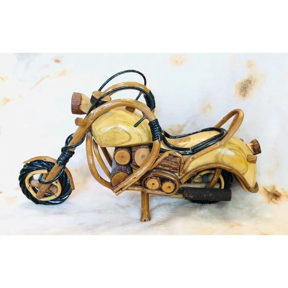 Vintage Handmade/Handcrafted Wooden 12 Inches,‎ Model Motorcycle- Very Detailed